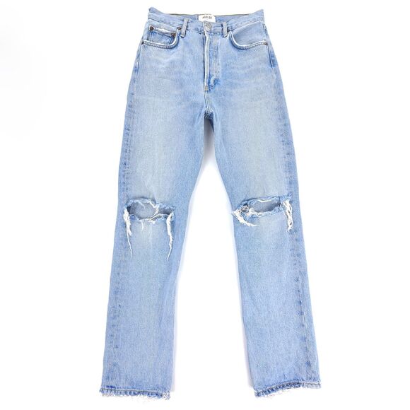 AGOLDE 90s‎ Pinch Waist High Rise Straight Jeans Flashback Light Wash Clean Girl - Picture 1 of 7